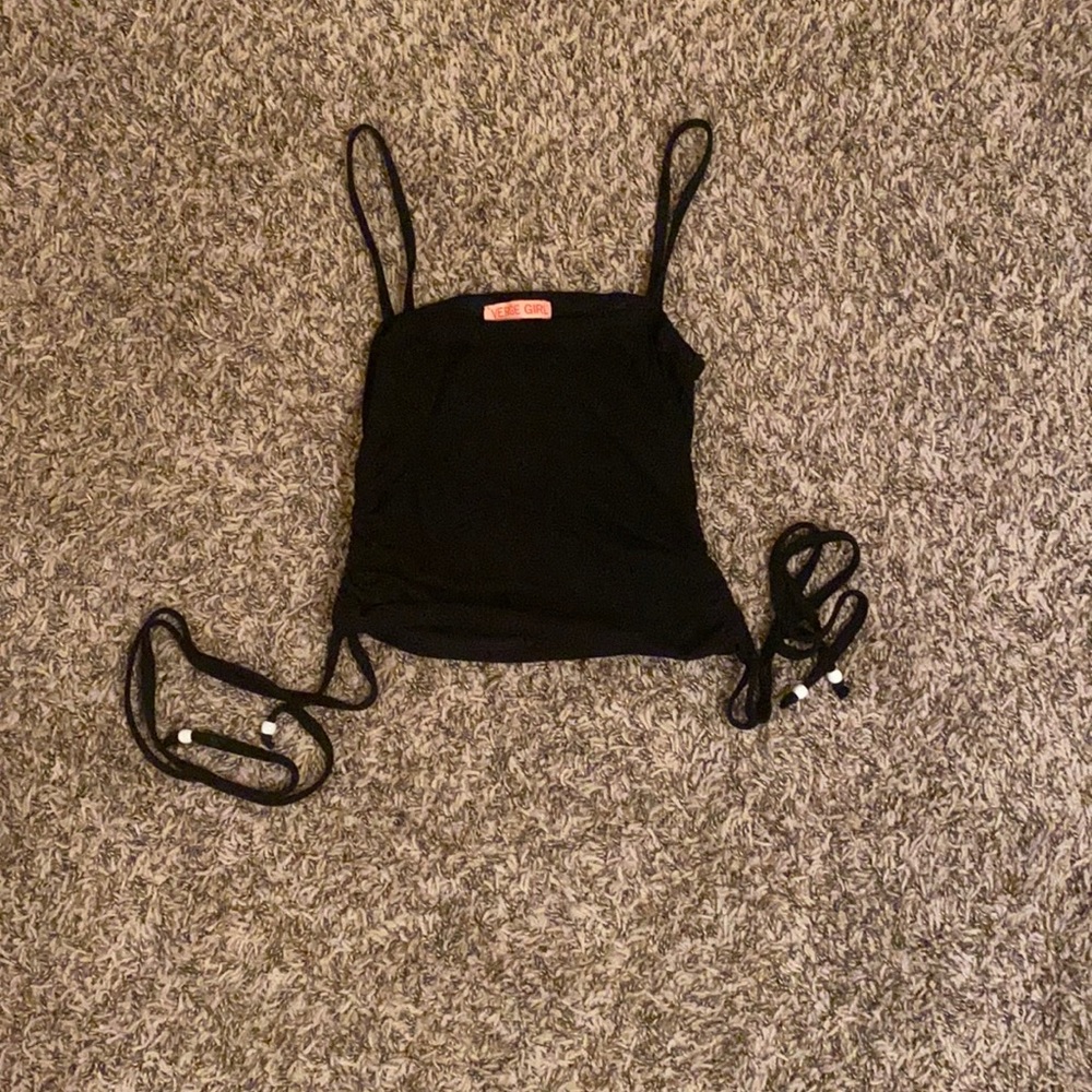 VERGEGIRL ruched black tank top